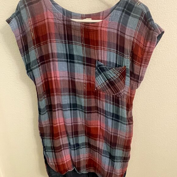 Anthropologie AKEMI + KIN Plaid Sparkle Tunic - Picture 3 of 4